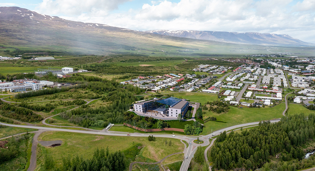Overview of the Rangárvellir area in Akureyri